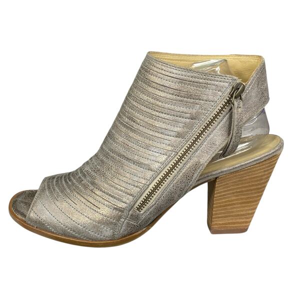 Paul Green Women’s Cayenne Smoke Metallic Peep Toe Sandal Bootie Size 7.5 US 10 - Picture 3 of 11